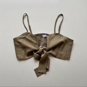 Eight Paris Tie Front Crop Top in Taupe